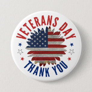 VETERANS DAY THANK YOU  7.5 CM ROUND BADGE
