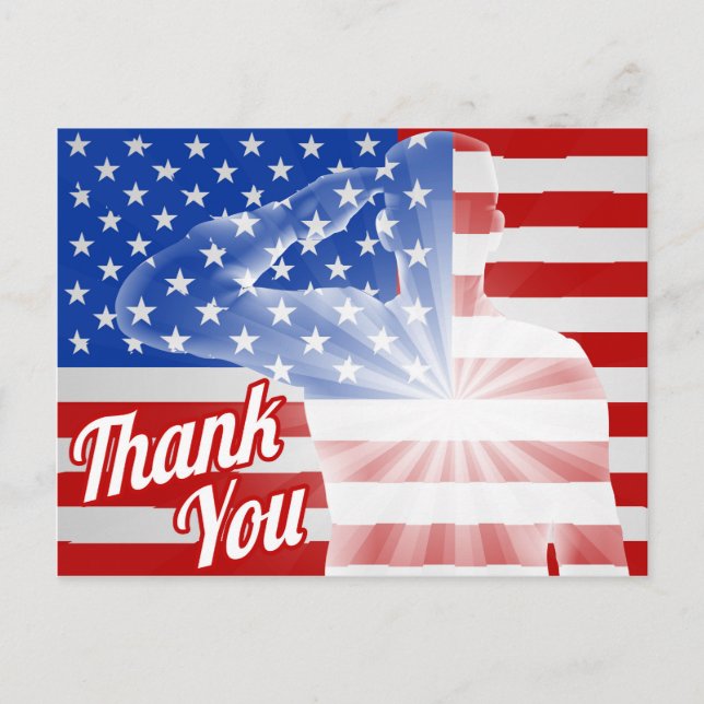 Veterans Day Thank You American Flag Postcard (Front)