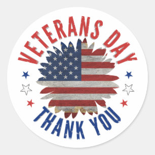 VETERANS DAY THANK YOU  CLASSIC ROUND STICKER