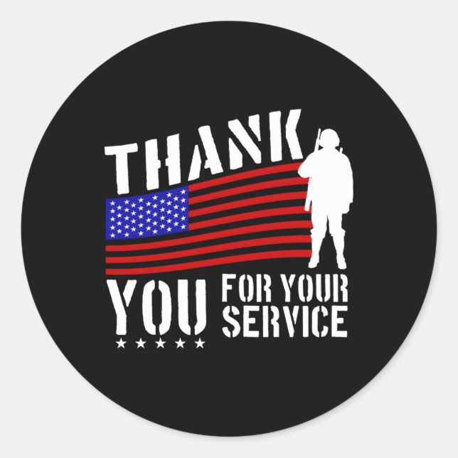 Veterans Day Thank You For Your Service Classic Round Sticker (Front)