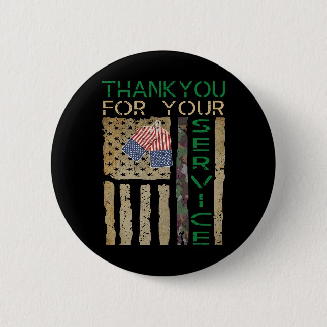 Veterans Day Thank You for your Service Soldier Ca 6 Cm Round Badge (Front)