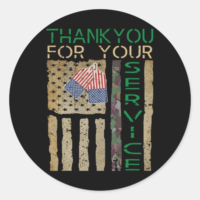 Veterans Day Thank You for your Service Soldier Ca Classic Round Sticker (Front)