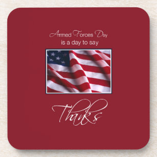 Veteran's Day Thank You, Patriotic American Flag Coaster