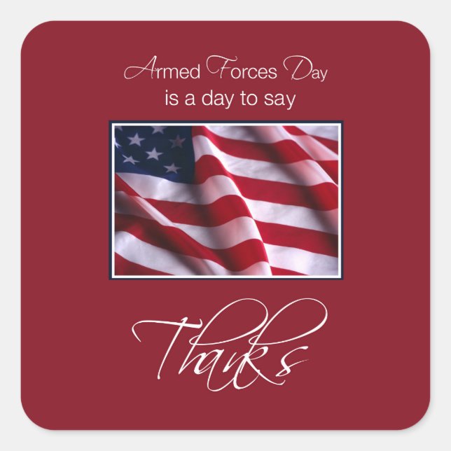Veteran's Day Thank You, Patriotic American Flag Square Sticker (Front)