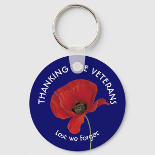 Veterans Day THANK YOU Remembrance Day Poppy Key Ring