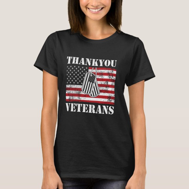Veterans Day Thank You Veterans American Flag Patr T-Shirt (Front)