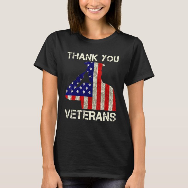 Veterans Day Thank You Veterans Patriotic Memorial T-Shirt (Front)