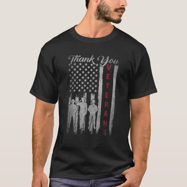 Veterans Day Thank You Veterans Proud Patriotic US T-Shirt (Front)