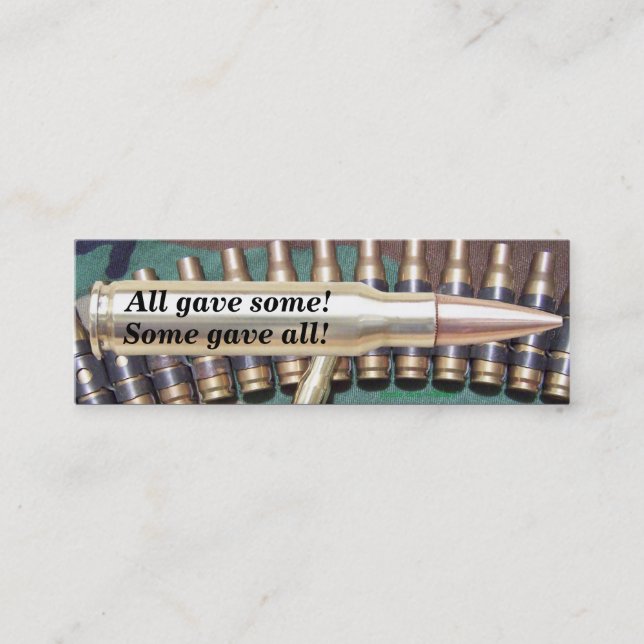 veterans day troops military bullet bookmarker vfw mini business card (Front)