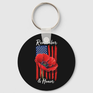 Veterans Day USA Memorial Day- Red Poppy Flower Key Ring