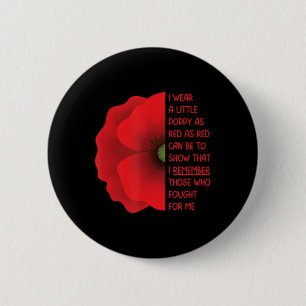 Veterans Day USA Memorial Lest We Forget Red Poppy 6 Cm Round Badge