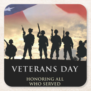 Veteran's Day USA Square Paper Coaster