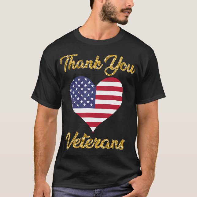 Veterans Day With American Flag For Men Dad Women  T-Shirt (Front)