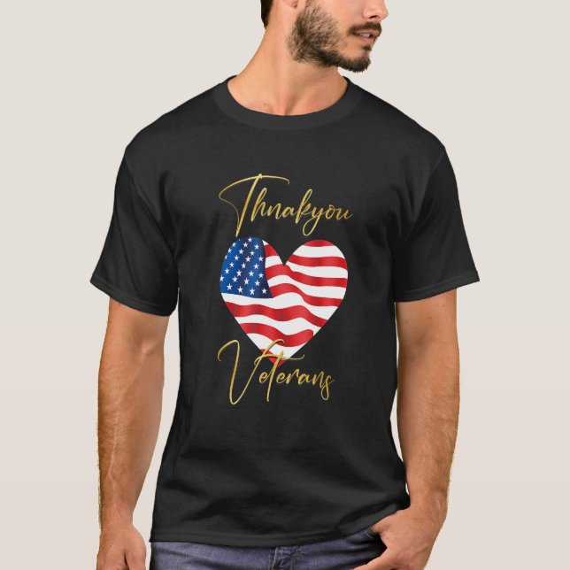 Veterans Day with American flag for Men Dad Women  T-Shirt (Front)