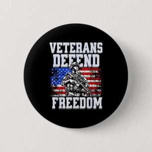 Veterans defend freedom us patriotic army soldier 6 cm round badge