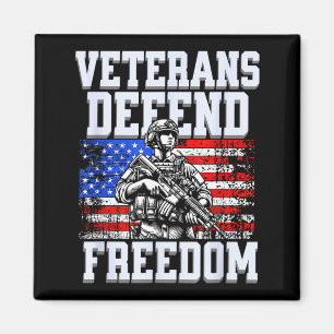 Veterans defend freedom us patriotic army soldier magnet
