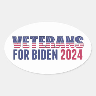 Veterans for Biden 2024 Election Democrat Oval Sticker
