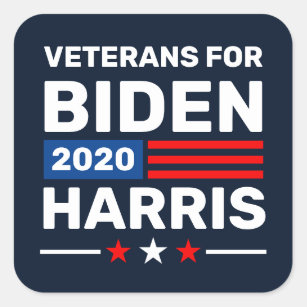 Veterans for Biden Harris 2020 Election Vote Blue Square Sticker