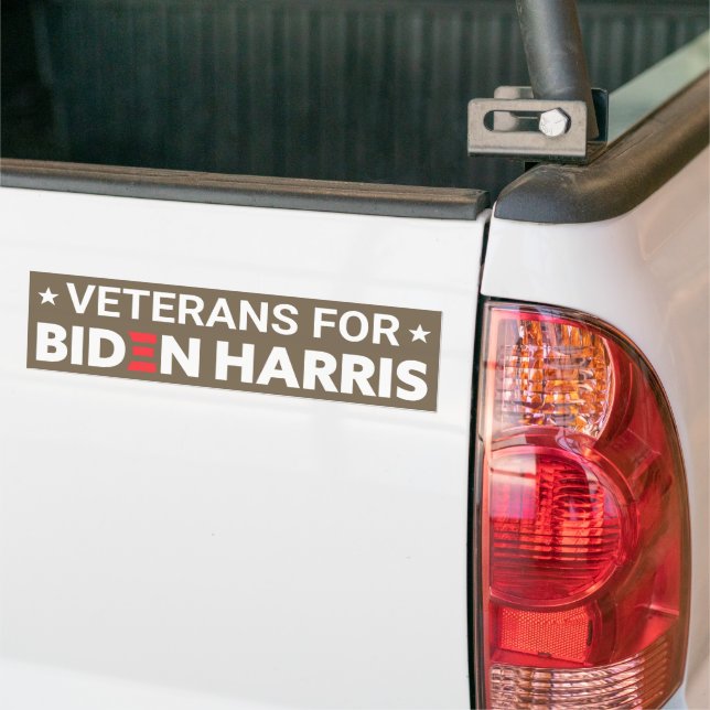 Veterans for Biden Harris Custom Text Brown Tan Bumper Sticker (On Truck)