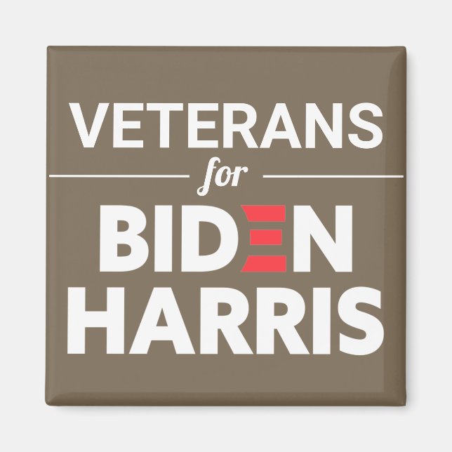 Veterans for Biden Harris Custom Text Brown Tan Magnet (Front)