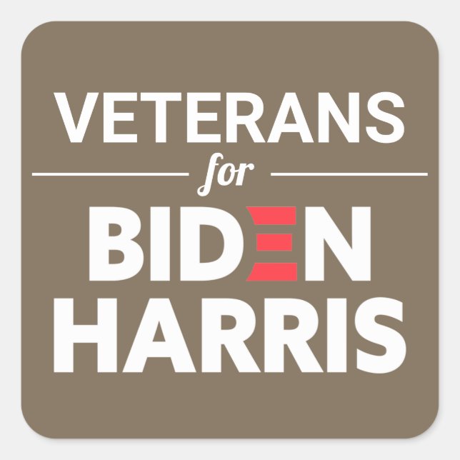Veterans for Biden Harris Custom Text Brown Tan Square Sticker (Front)