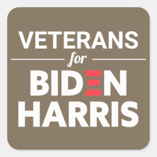 Veterans for Biden Harris Custom Text Brown Tan Square Sticker