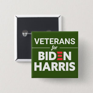 Veterans for Biden Harris Custom Text Green 15 Cm Square Badge