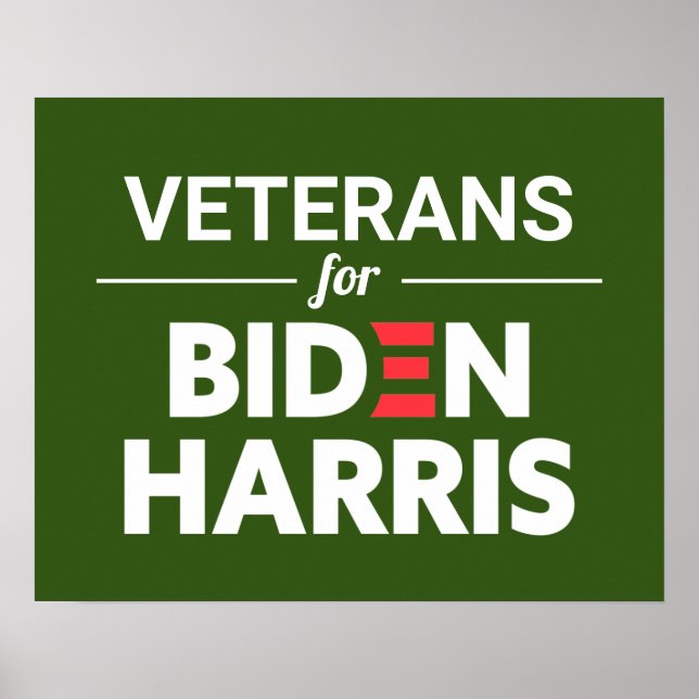 Veterans for Biden Harris Custom Text Green Poster (Front)