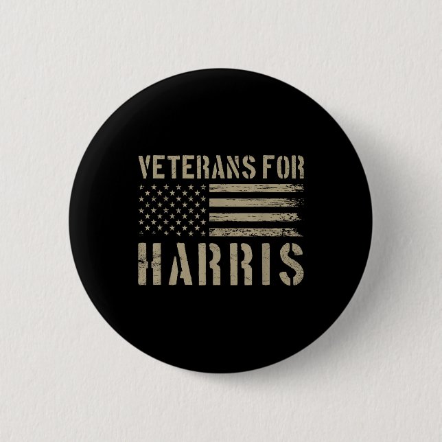Veterans For Harris 2024 - Military Vets Kamala Ha 6 Cm Round Badge (Front)