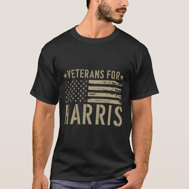 Veterans For Harris 2024 Military Vets Kamala Harr T-Shirt (Front)