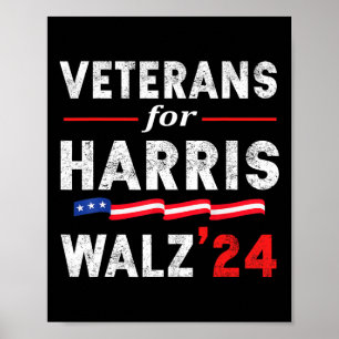 Veterans For Harris Waltz 2024 Election Vote Blue Poster