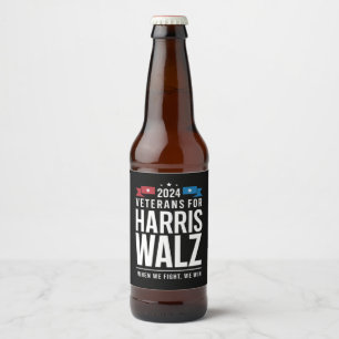 Veterans For Harris Walz 2024 Presidential  Beer Bottle Label