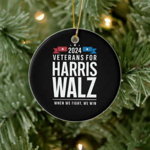Veterans For Harris Walz 2024 Presidential Ceramic Tree Decoration