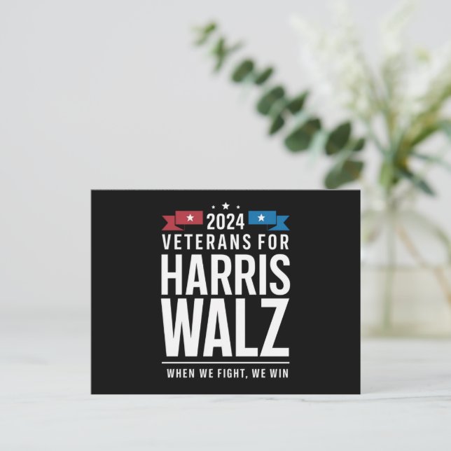 Veterans For Harris Walz 2024 Presidential  Postcard (Standing Front)