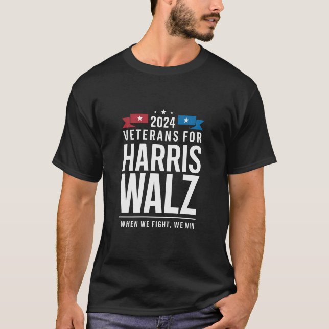 Veterans For Harris Walz 2024 Presidential  T-Shirt (Front)