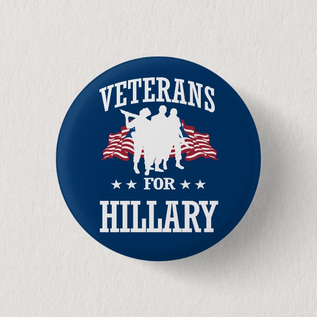 VETERANS FOR HILLARY 3 CM ROUND BADGE (Front)