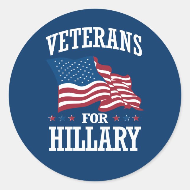 VETERANS FOR HILLARY CLASSIC ROUND STICKER (Front)