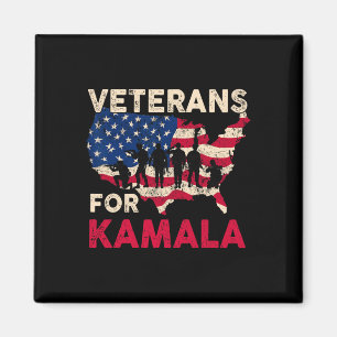 Veterans For Kamala American Flag Army Support Kam Magnet