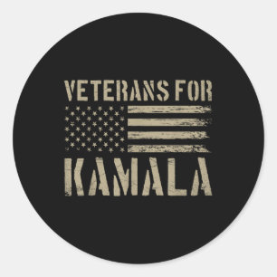 Veterans For Kamala Harris 2024 Election Usa Flag  Classic Round Sticker