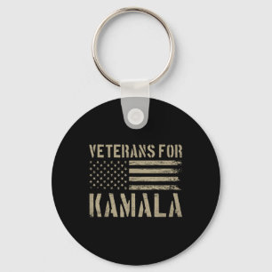 Veterans For Kamala Harris 2024 Election Usa Flag  Key Ring