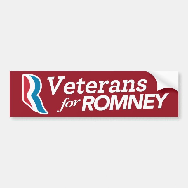 Veterans For Romney Bumper Sticker CUSTOM COLOR (Front)