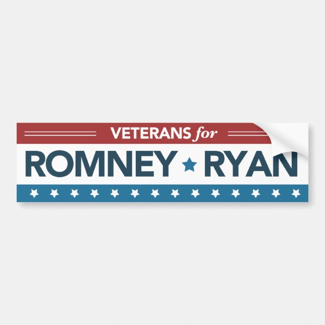Veterans For Romney Ryan Bumper Sticker (Front)