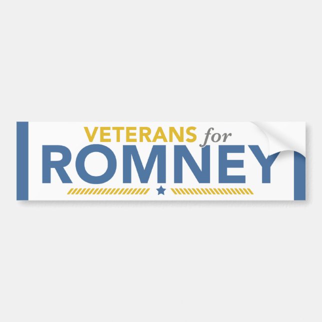Veterans For Romney Ryan Bumper Sticker (Front)