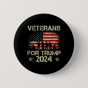 Veterans For Trump 2024 American Flag 4th Of July  6 Cm Round Badge