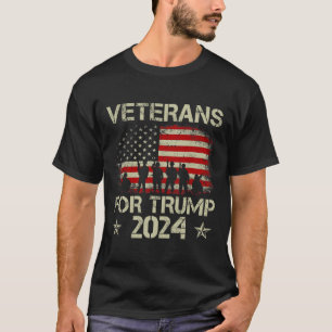 Veterans For Trump 2024 American Flag 4th Of July  T-Shirt