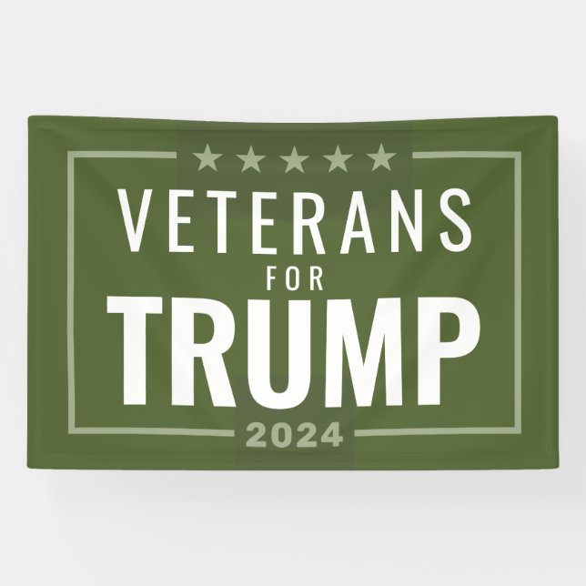 Veterans for Trump 2024 - olive green Banner (Horizontal)