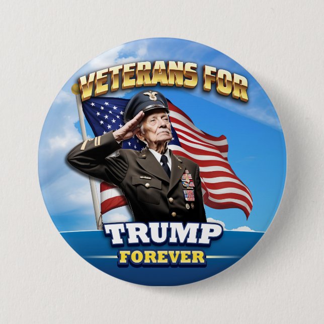 VETERANS for TRUMP Forever  7.5 Cm Round Badge (Front)