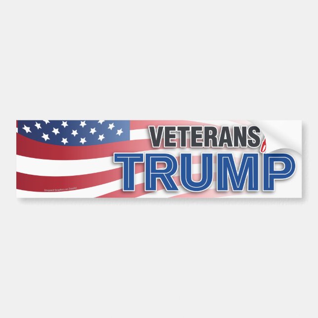 Veterans For Trump Patriotic American Flag Bumper Sticker (Front)