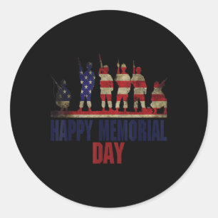 Veterans Happy Memorial Day Flag Classic Round Sticker
