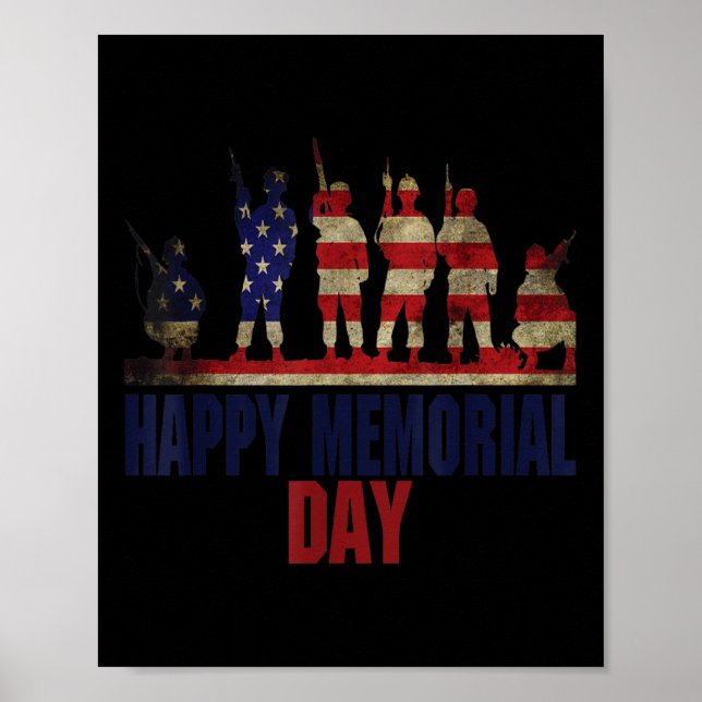 Veterans Happy Memorial Day Flag  Poster (Front)